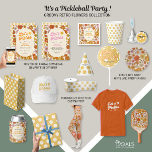 Retro Hippie 70-talets Blommönster Pickleball Part Pappersservett