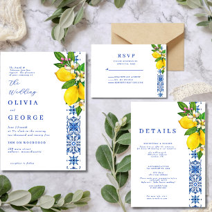 Elegant Lemon & Blue Mediterranean Bröllopsprogram