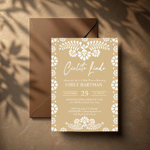 Cielito lindo beige mexikansk babydusch inbjudningar