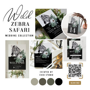 Vild av vattenfärgen Blommigt Zebra Safari Bröllop Underlägg Papper Kvadrat