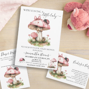 Bokar för Baby Shower Ladybug Mushroom Inbjudningar