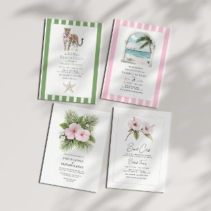 Kustnära Chic Tropiskt Blommigt Bröllopsfoto QR-ko Inbjudningar