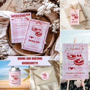 Bikinis och Martinis Bachelorette Vattenflaskor Etikett