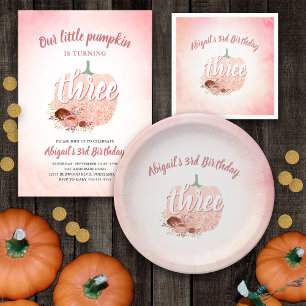 Ro Glitter Pumpkin Fall Girls 3:e födelsedagen Pappersservett