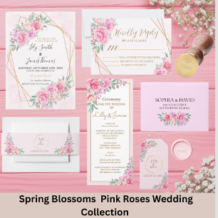 Blommigt Rosa Bröllop geometrisk geometri Spara Datumet