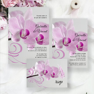 Svarskort för Bröllop OSA av rosa Orchid Elegance Kort