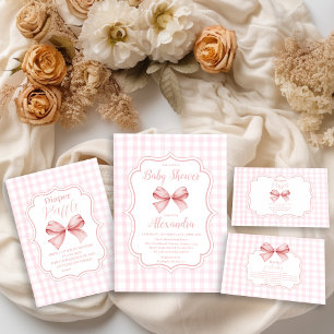 Rosa Bow Girl Baby Shower Raffle Diapper Tilläggskort