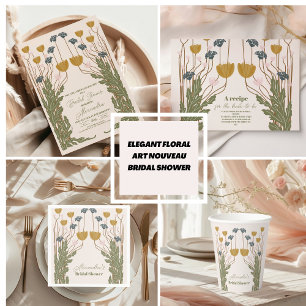 Elegant Blommigt Art nouveau Möhippa Inbjudningar