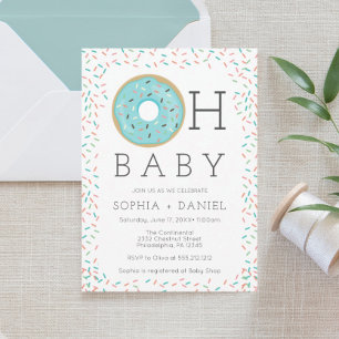 Modern Donut Sprinkles Baby Shower-inbjudningskort Inbjudningar