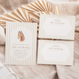 Neutral Brun Vintage Pinstripe Tack Kort