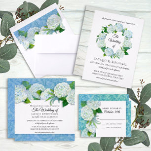 Rustig Elegant Hydrangea Blommigt Utandning Bröllo Inbjudningar