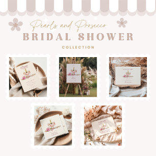 Blush Bubbly & Pearls Bröllopsfest  Tack Kort