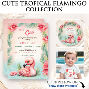 Tropical Baby Summer Rosa Flamingo Girl Namn T Shirt