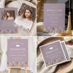 Boho Wildflowers Mauve Examenstårtor Pappersservett