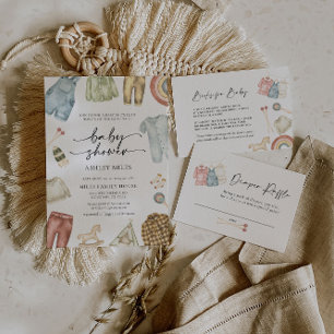 Boho Clothes Diaper Raffle Card Anteckningskort