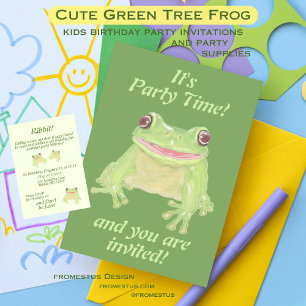 Cute Grönt Träd Frog - transparent. Kort