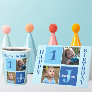 Birthday Boy Photo Personlig Cute Kids Blue Kort