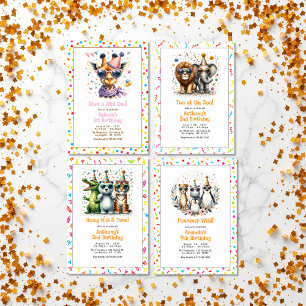 Hon är Vild 1 Giraffe 1:a födelsedagen Party Inbjudningar