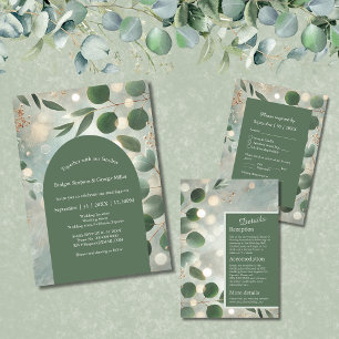 Romantisk Grönt Eucalyptus Bröllop Inbjudningar