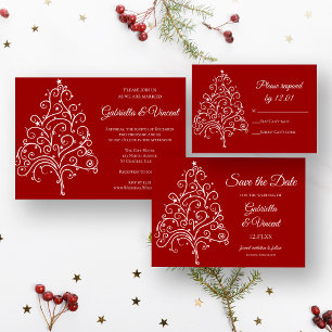 Red Julgran Winter Wedding OSA Kort