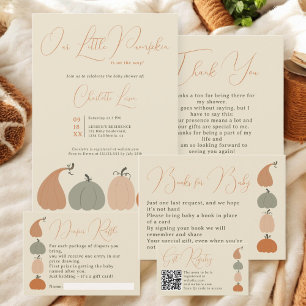 Rustik Neutralt - fall Pumpkin Tack Baby Shower Kort