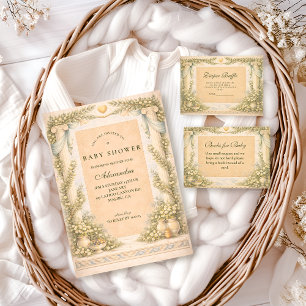 Grekisk neutral blomster baby shower pappersservett