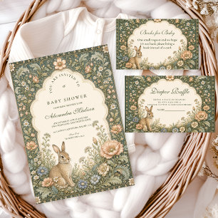 Vintage Celestial Botanical Kanin Blöja Lotteri Tilläggskort