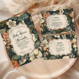 Vintage Vattenfärgsblommor Babykläder Inbjudningar