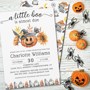 Cute Halloween Pumpkin Little Boo Baby Shower Inbjudningar