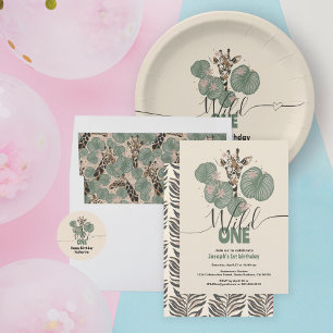 Vild 1 Safari Giraffe Djurfödelsedag T Shirt