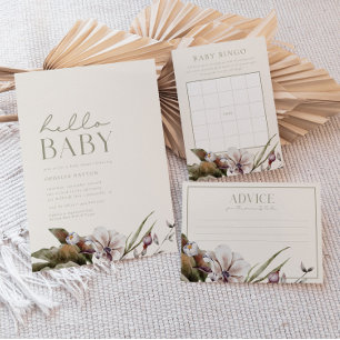 HEJ BABY   Minimalistiskt försäljnings- och elfenb Inbjudningar
