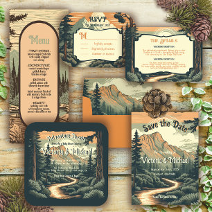 Information om Rustic Äventyr Mountain Forest Bröl Inbjudningar
