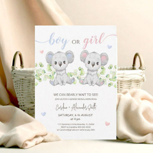 Uppmaning till Koala Bear Gender Reveal Party Inbjudningar