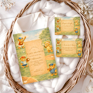 Vintage Teddy Bear Sport Baby Shower Pappersservett