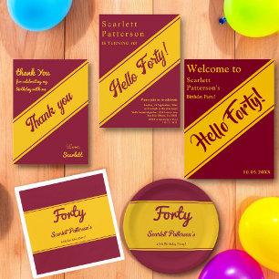 Elegant Luxury Burgundy och Guld Chic Birday Tack Kort