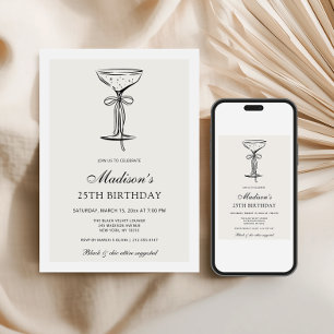 Champagne Coupe Elegant Födelsedagsinbjudan Med Sl Inbjudningar