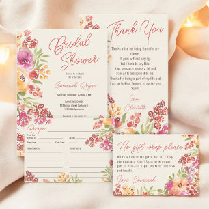 Boho Hand-Payed Watercolor Blommigt Möhippa Inbjudningar