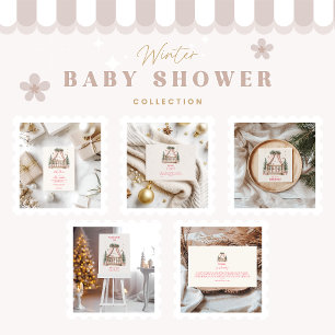 Rosa jul Crime Baby Shower Inbjudningar