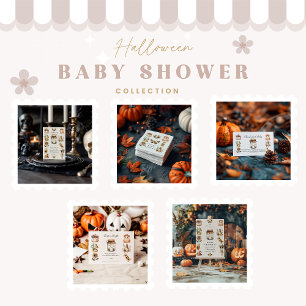 Neutral Cottagecore Halloween Bebis Shower Inbjudningar