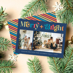 Retro Colorful Merry & Bright 3 Photo jul Kalender