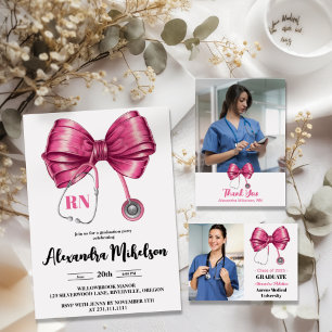 Photo Bow Stethoscope Sjuksköterskeskola Student Tack Kort