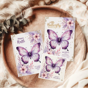 En liten fjäril är på väg mot Guld-babyskor Inbjudningar