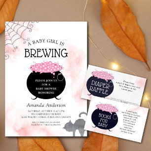 A Flicka brinner Halloween Baby Shower Inbjudningar
