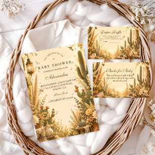 Whimsical Kaktus Boho Babyfirande Inbjudningar