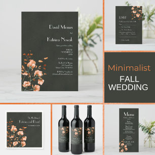 Elegant Oliv grönt bränd Orange Blommigtar Bröllop Inbjudningar
