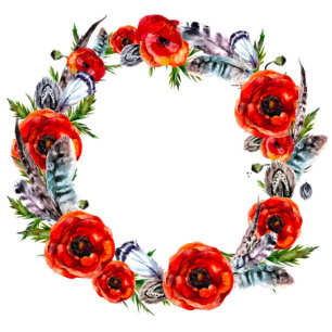 Red Poppy Boho Feathers Par Shower Inbjudan