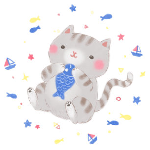 Katt med en röd scarfillustration tack kort