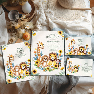 Rustic Jungle Safari Animals Baby Shower Inbjudningar