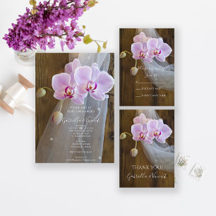 Rustic Orchid Elegance Land Barn Bröllop OSA Kort