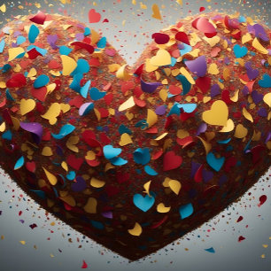 Vibrant Kärlek Heart Confetti - tackkort Tack Kort